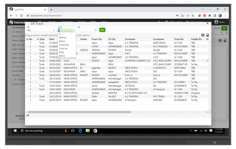 Webbased Transport Software || E - Account ERP
